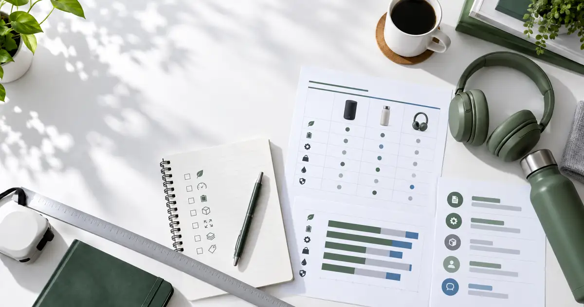 BenchPicked research desk with product comparison charts and source notes