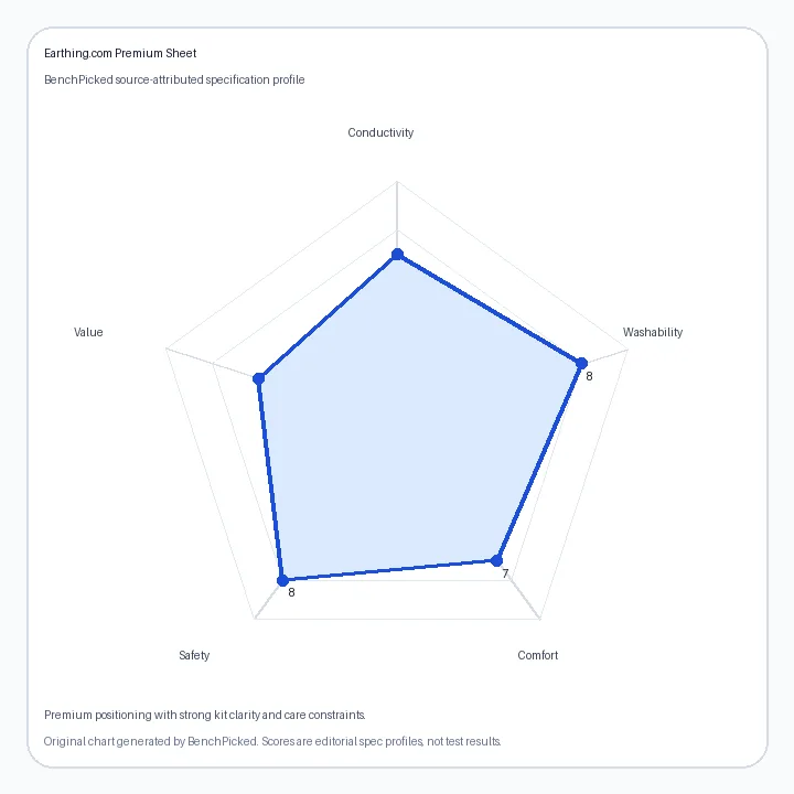 Earthing.com Premium Sheet specification radar chart